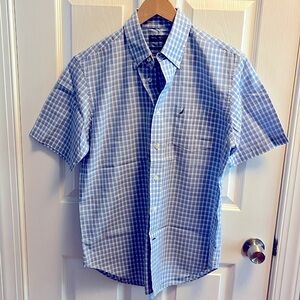 blue & white checkered shirt